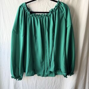 Womens Bell Sleeve Top Womens M Green Boho Peasant Ruffle Flare Hot In Hollywood